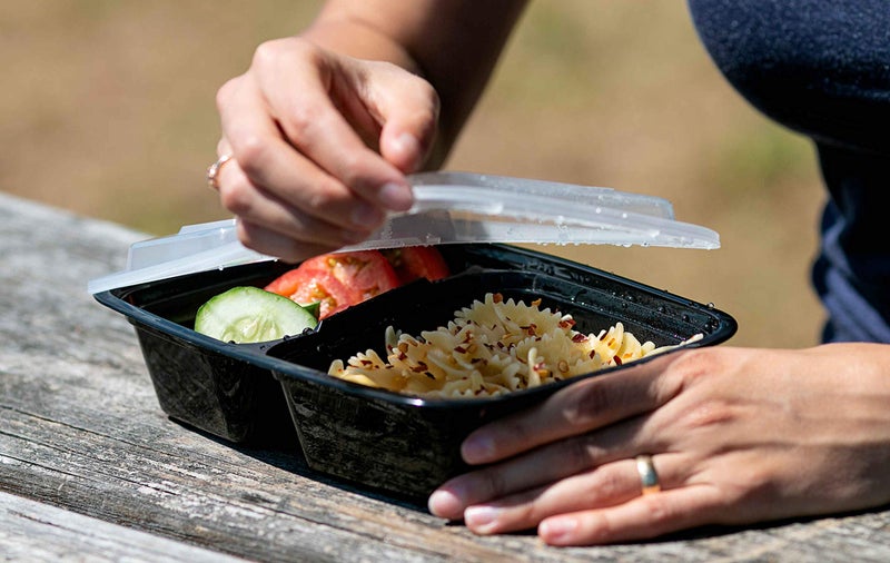 SafeWare Meal Prep Container Reusable 2 Compartment With Lids 28oz (25 Sets)- Food Prep Containers, Food Storage Bento Box | Stackable | Microwave | Dishwasher | Freezer Safe. - Image 5